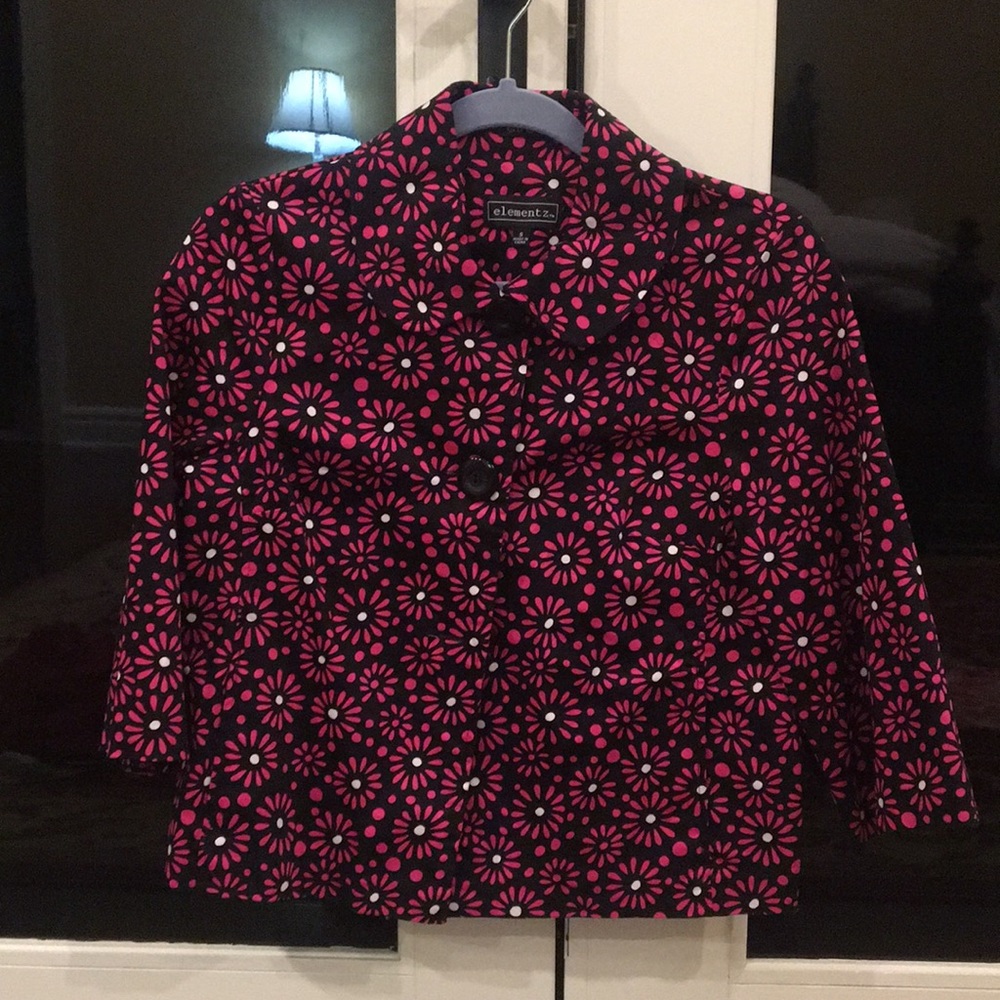 Pink and black floral swing jacket